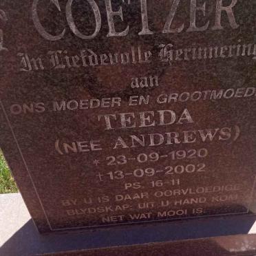 COETZER Teeda nee ANDREWS 1920-2002