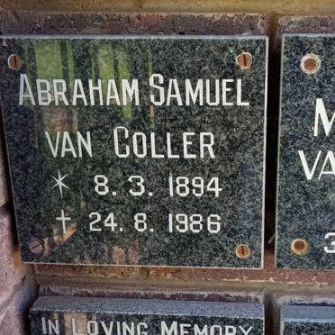COLLER Abraham Samuel, van 1894-1986 &amp; Jacoba Marthina 1904-1991