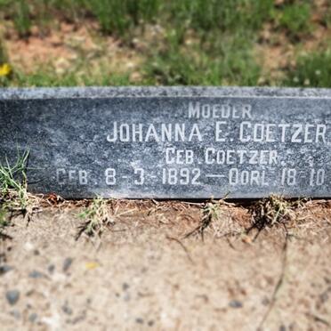 COETZER Johanna E. nee COETZER 1892-1956