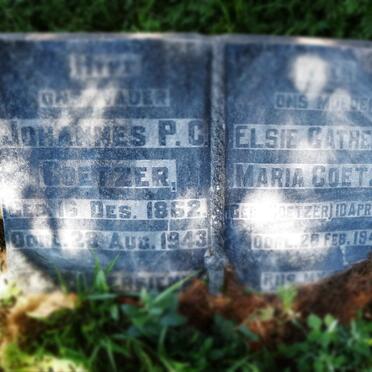 COETZER Johannes P.C. 1862-1943 &amp; Elsie Catherina Maria COETZER 1876-1948