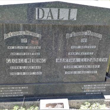 DALL George Meiring 1887-1951 &amp; Martha Elizabeth 1895-1981