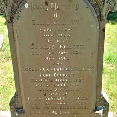 ELLIOT Ellen 1804-1866 :: ELLIOT Charles 1828-1909 :: FRANCIS James Kestell 1832-1918 &amp; Adelaide Eleanora ELLIOTT 1830-1914
