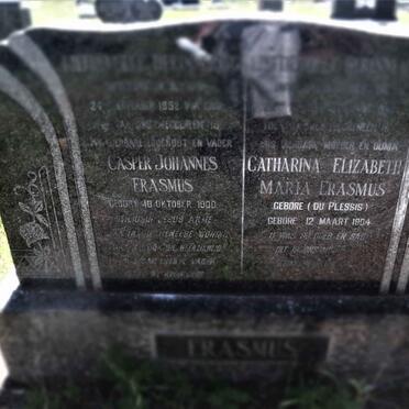 ERASMUS Casper Johannes 1900-1952 &amp; Catharina Elizabeth Maria DU PLESSIS 1904-