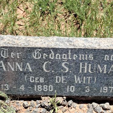 HUMAN Anna C.S. nee DE WIT 1880-1970