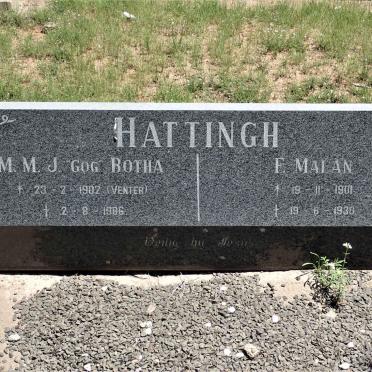 HATTINGH :: MALAN F. 1901-1930 :: BOTHA M.M.J. nee VENTER 1902-1986