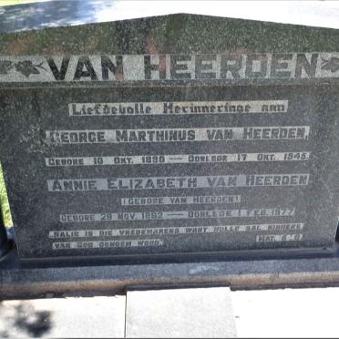 HEERDEN George Marthinus, van 1890-1945 &amp; Annie Elizabeth VAN HEERDEN 1892-1977