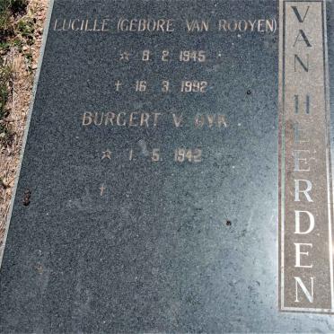 HEERDEN Burgert van Dyk, van 1942- &amp; Lucille VAN ROOYEN 1945-1992