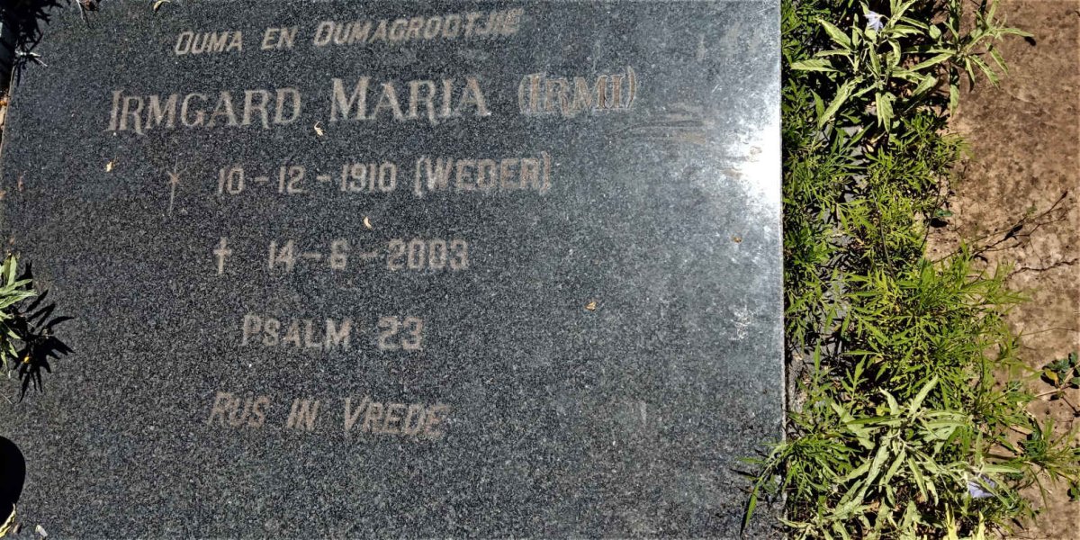 HATTINGH Irmgard Maria nee WEDER 1910-2003