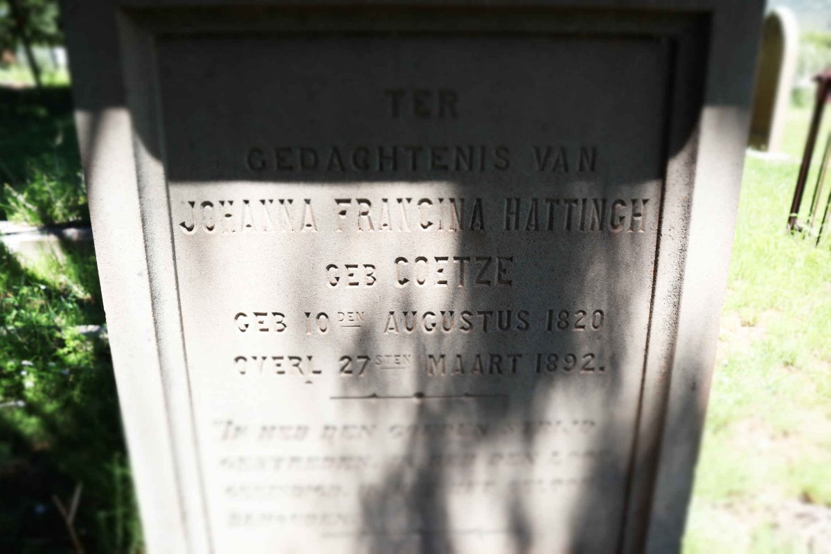 HATTINGH Johanna Francina nee COETZEE 1820-1892