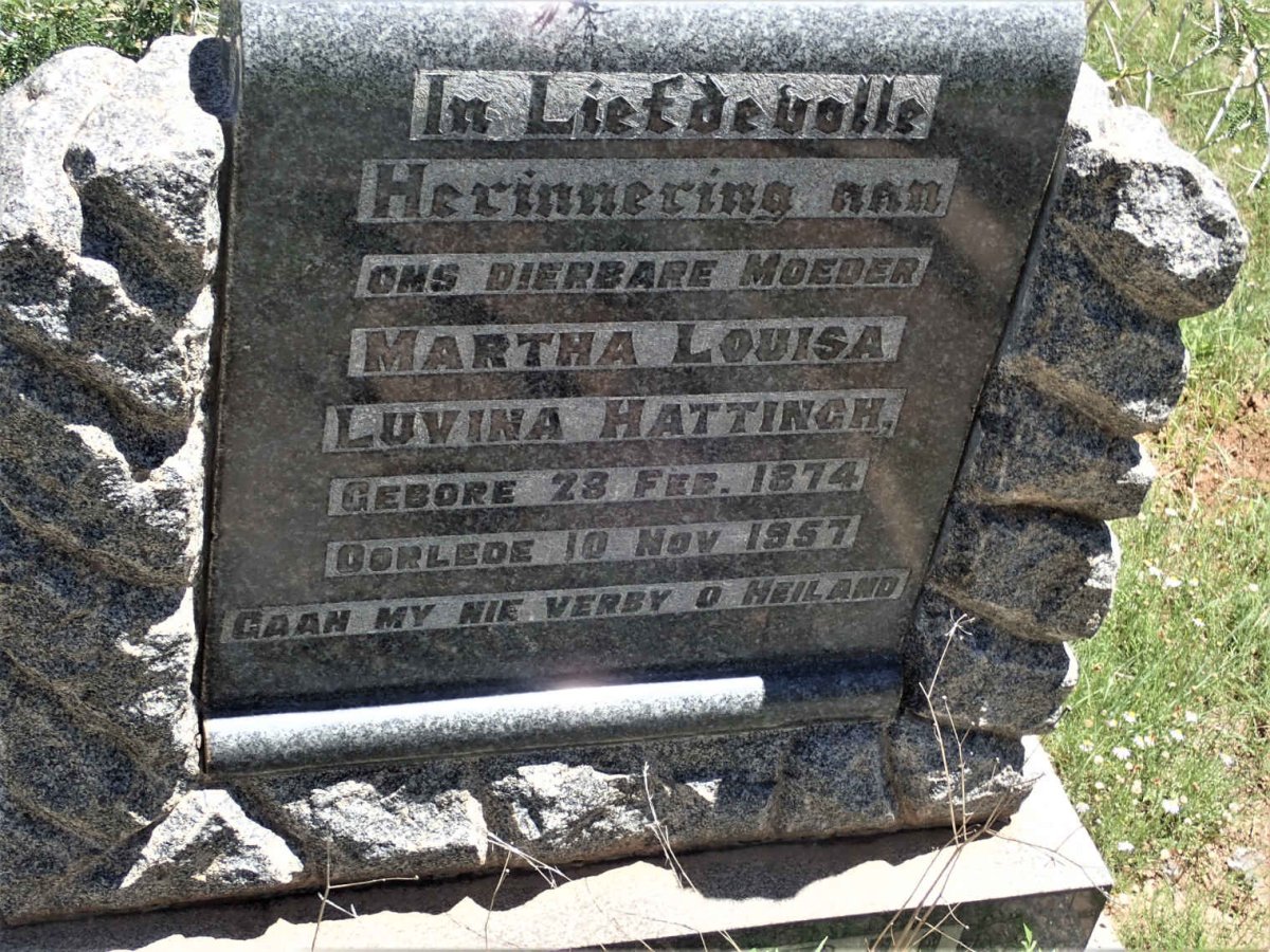 HATTINGH Martha Louisa Luvina 1874-1957