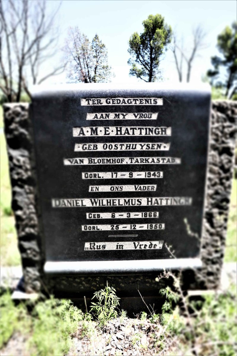 HATTINGH Daniel Wilhelmus 1866-1950 &amp; A.M.E. OOSTHUYSEN -1943
