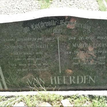 HEERDEN Anthonie Christoffel, van 1870-1952 &amp; Martha Louisa DU PLESSIS 1885-1960