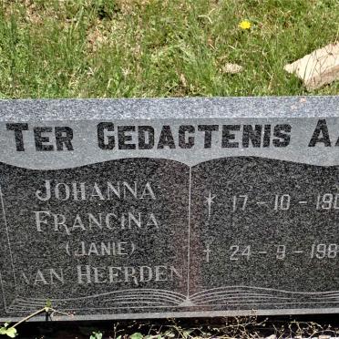 HEERDEN Johanna Francina, van 1900-1986