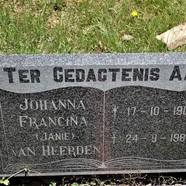 HEERDEN Johanna Francina, van 1900-1986