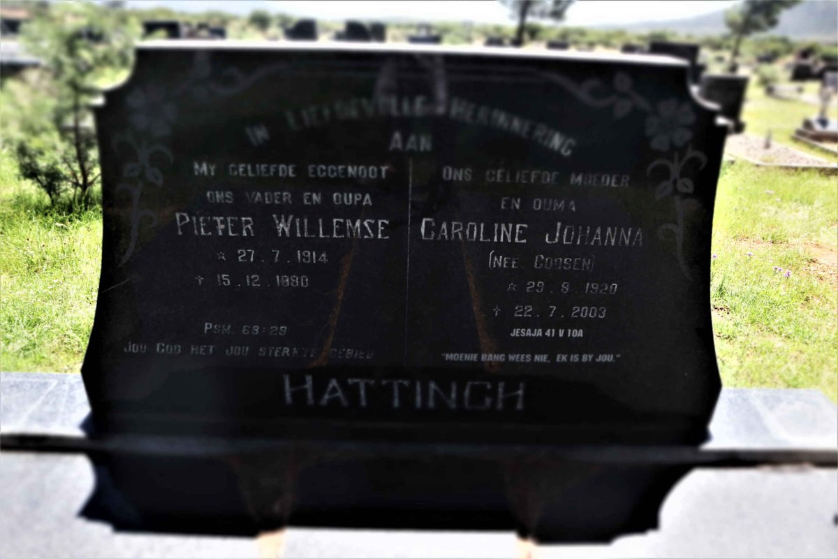 HATTINGH Pieter Willemse 1914-1980 &amp; Caroline Johanna GOOSEN 1920-2003