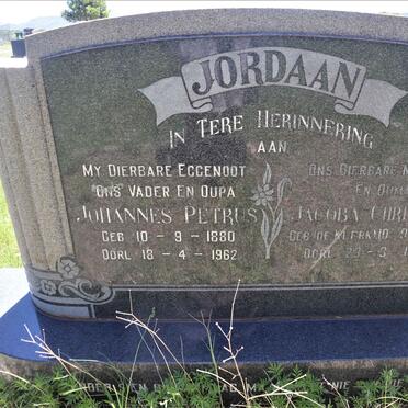 JORDAAN Johannes Petrus 1880-1962 &amp; Jacoba Christina DE KLERK 1883-1970