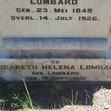 LOMBARD Antonie Christoffel 1849-1926 &amp; Elisabeth Helena LOMBARD 1851-