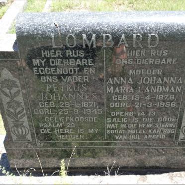 LOMBARD Petrus Johannes 1871-1945 &amp; Anna Johanna Maria LANDMAN 1878-1956