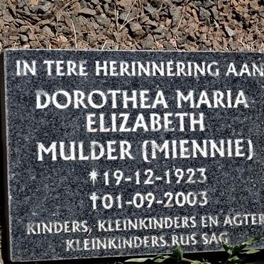 MULDER Dorothea Maria Elizabeth 1923-2003