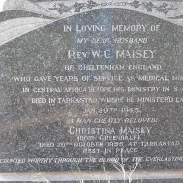 MAISEY W.C. -1945 &amp; Christina GREENHALF -1955