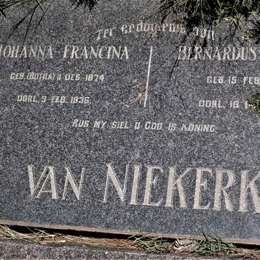 NIEKERK Bernardus Rudolf, van 1875-1950 &amp; Johanna Francina BOTHA 1874-1936