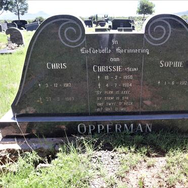 OPPERMAN Chris 1912-1987 &amp; Sophie 1912- :: OPPERMAN Chrissie 1950-1984