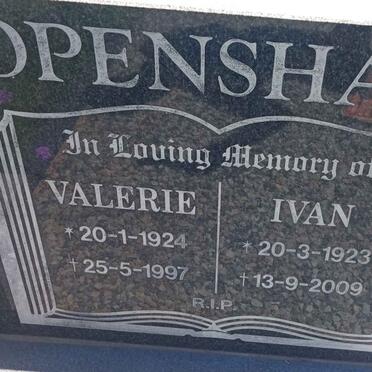 OPENSHAW Ivan 1923-2009 &amp; Valerie 1924-1997