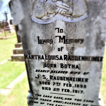 RAUBENHEIMER Martha Louisa nee BOTHA 1898-1917