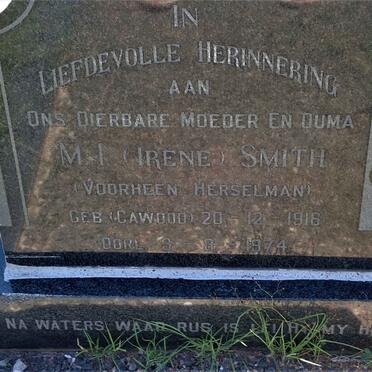 SMITH M.I. voorheen HERSELMAN nee CAWOOD 1916-1974