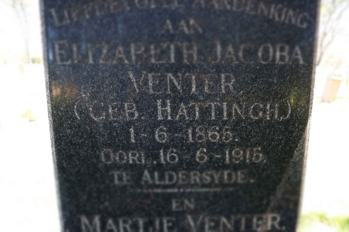 VENTER Elizabeth Jacoba nee HATTINGH 1865-1915 :: VENTER Martje nee HATTINGH 1873-1941