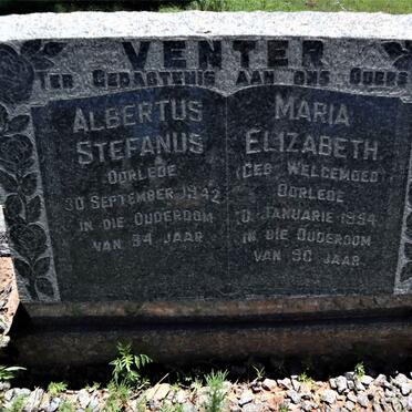 VENTER Albertus Stefanus -1942 &amp; Maria Elizabeth WELGEMOED -1954