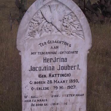 JOUBERT Hendrina Jacomina nee HATTINGH 1893-1927