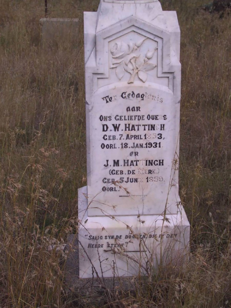 HATTINGH D.W. 1853-1931 & J.M. DE KLERK 1859-