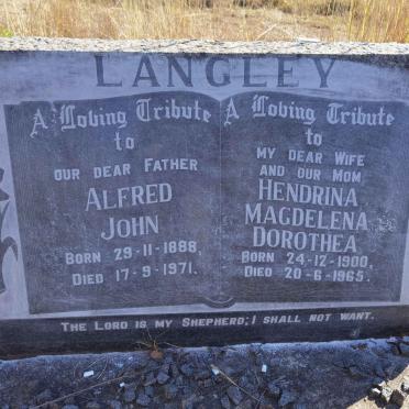 LANGLEY Alfred John 1888-1971 &amp; Hendrina Magdalena Dorothea 1900-1965