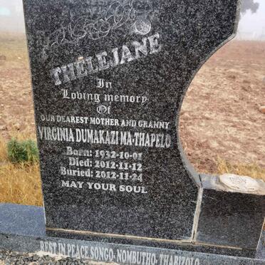 THELEJANE Virginia Dumakazi Ma-Thapelo 1932-2012