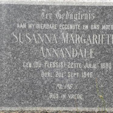 ANNANDALE Susanna Margarietha nee DU PLESSIS 1880-1946