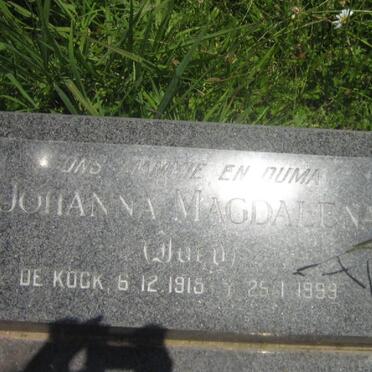 BOTHA Johanna Magdalena nee DE KOCK 1915-1999