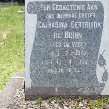 BRUIN Catharina Gertruida, de nee DE WET 1927-1960