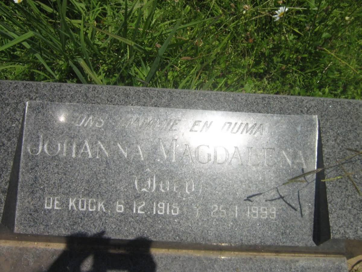 BOTHA Johanna Magdalena nee DE KOCK 1915-1999