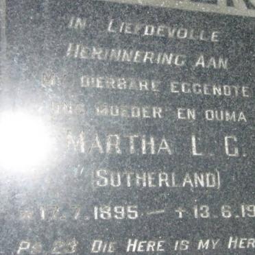 MULLER Martha LG nee SUTHERLAND 1895-1976