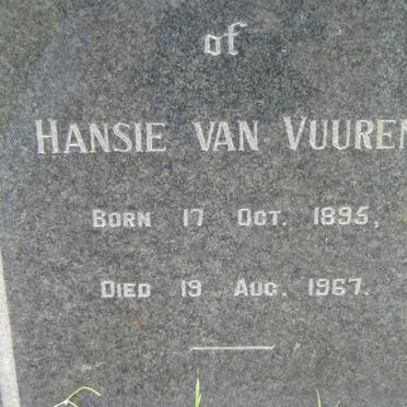 VUUREN Hansie, van 1895-1967
