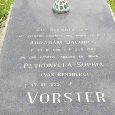 VORSTER Abraham Jacobus 1919-1982 &amp; Petronella Sophia VAN RENSBURG 1923-