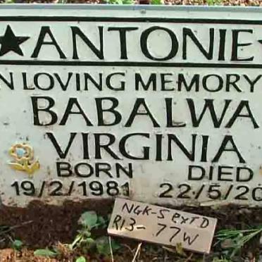 ANTONIE Babalwa Virginia 1981-2003