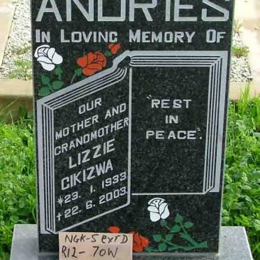 ANDRIES Lizzie Cikizwa 1933-2003