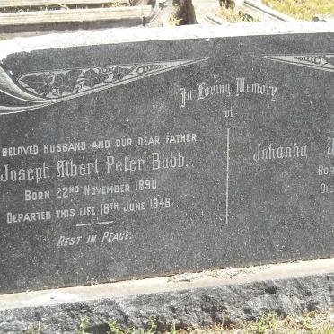 BUBB Joseph Albert  Peter 1890-1946 &amp;  Johanna Jacomina Isabella 1889-1977