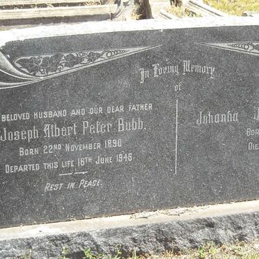 BUBB Joseph Albert  Peter 1890-1946 &amp;  Johanna Jacomina Isabella 1889-1977
