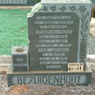 BEZUIDENHOUT Paul Jacobus v.d. Merwe 1884-1971 &amp; Hendriena Maria 1888-1964