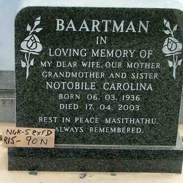 BAARTMAN Notobile Carolina 1936-2003