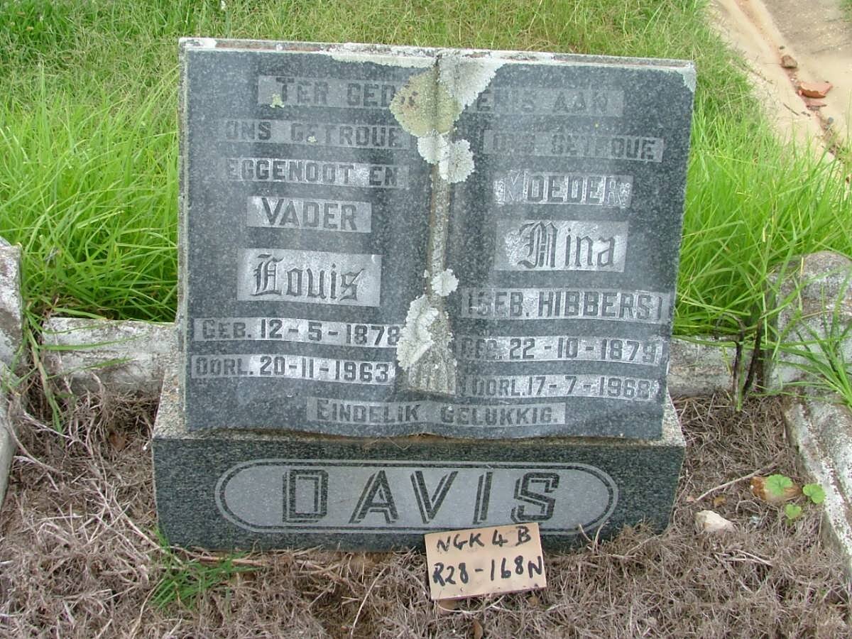 DAVIS Louis 1878-1963 &amp; Mina HIBBERS 1879-1968