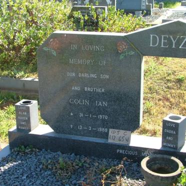 DEYZEL Colin Ian 1970-19889 &amp; Lynne Aileen 1965-1989
